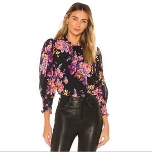 Amanda Uprichard • NWOT Black Helene Top in Evening Blossom